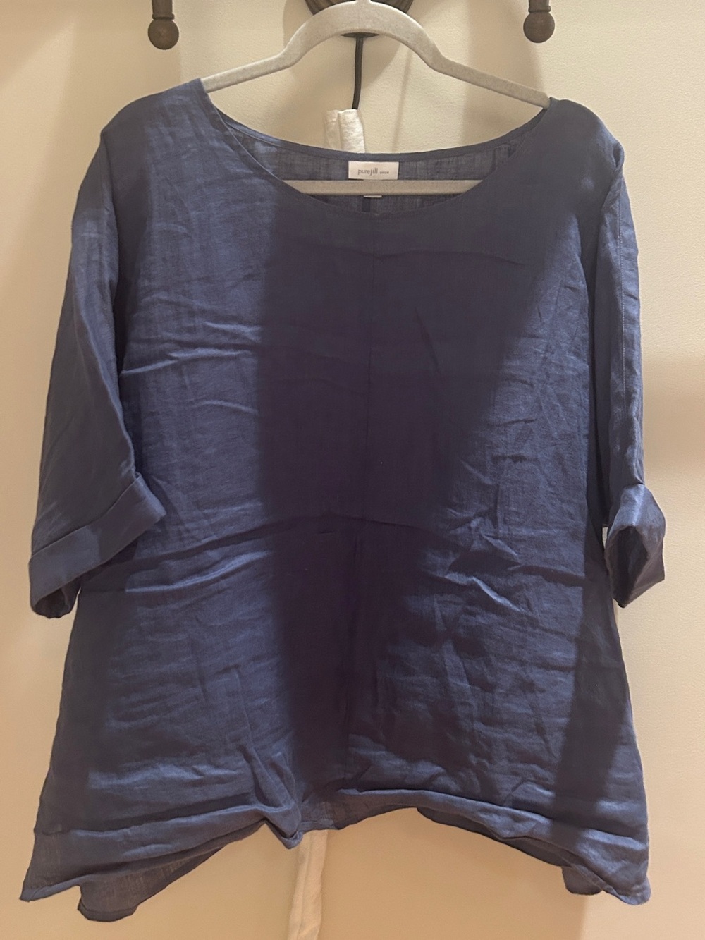 Relaxed Boatneck Linen Tunic - Navy